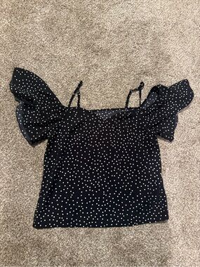 Source Unknown Black Polka Dot Off-Shoulder Camisole